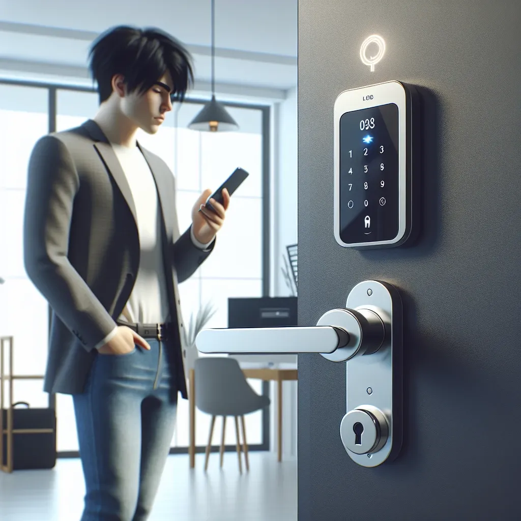 "Schlage Encode Plus 2.0 smart lock featuring UWB unlocking technology, showcasing its sleek design and advanced security features in a modern home setting."